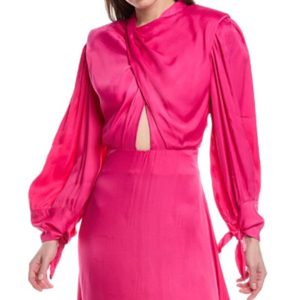 FARM Rio Pink Satin Maxi Dress - Small